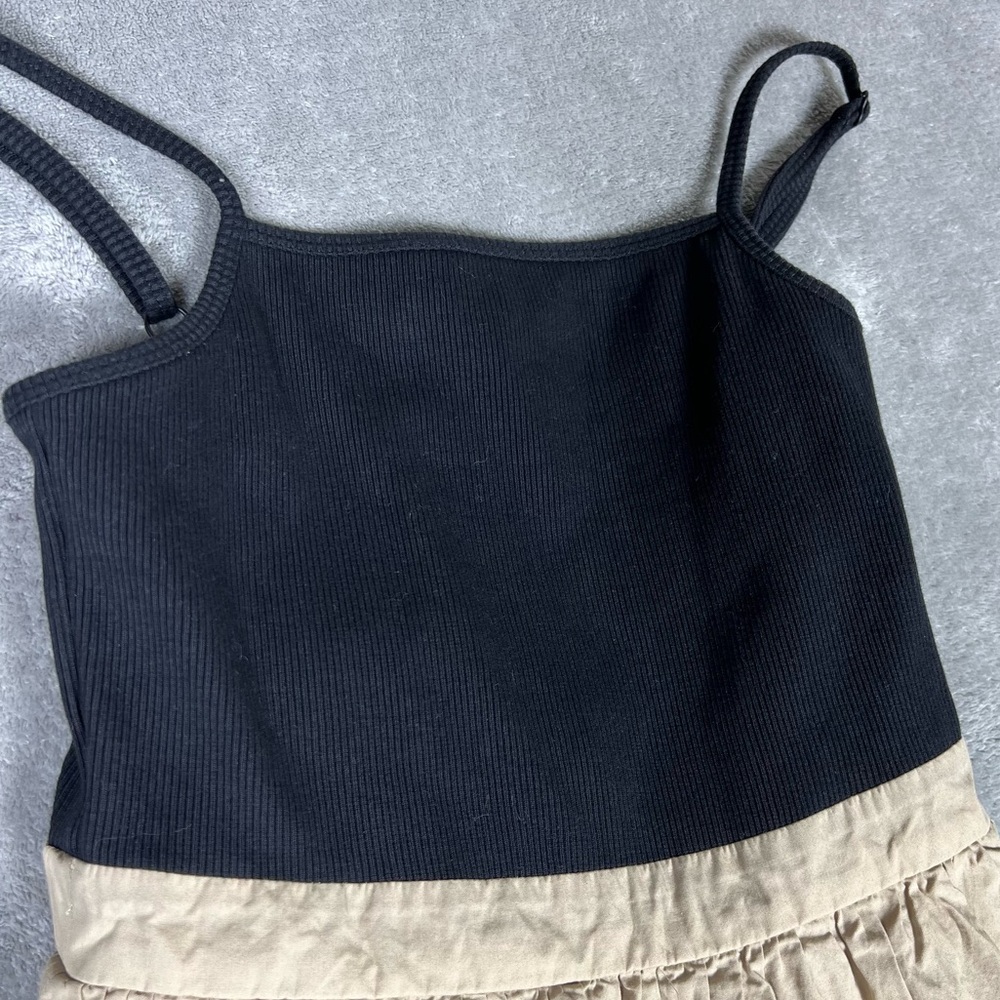 Anthropologie Dress Womens XS Maeve Sleeveless Rib Poplin Twofer Midi Neutral - Picture 5 of 8